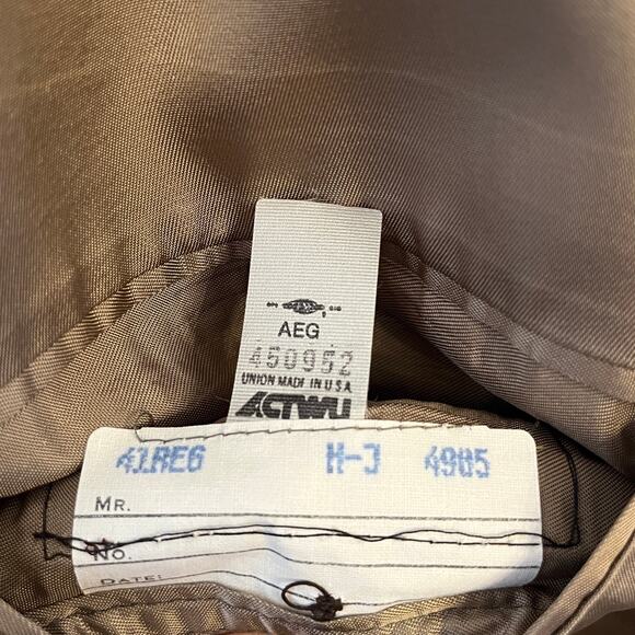 Vintage Evan Picone Suit 41R 34W Wool Double Breasted Navy Chalk Stripe Pleated - Picture 3 of 16